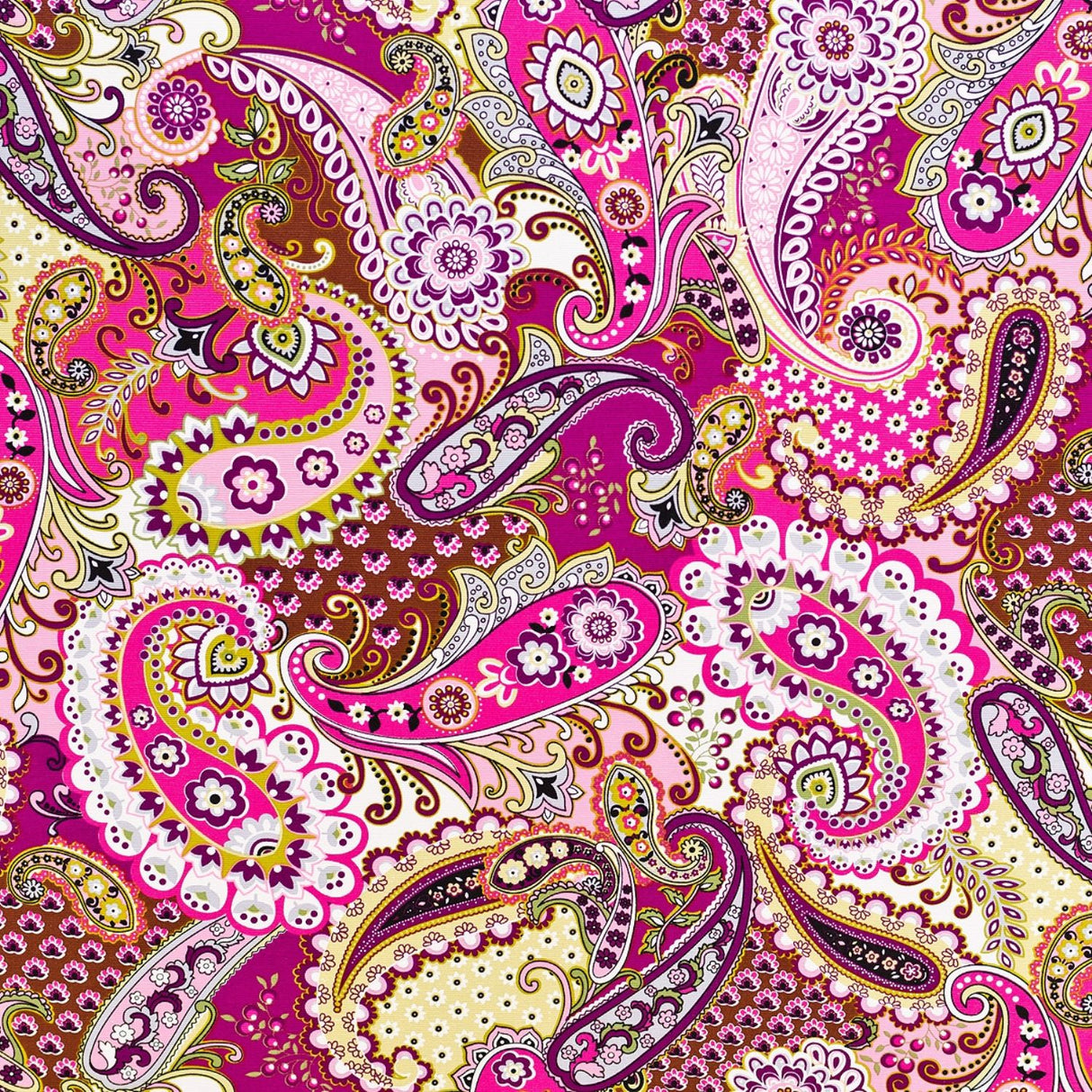 Round Pink Paisley Pattern Pouffe