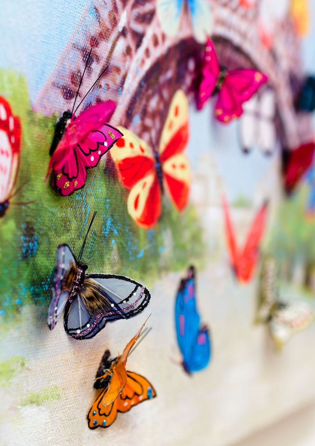 Eiffel Tower & Butterfly 3D Canvas Wall Art