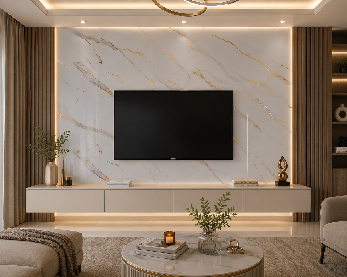 White Gold Grey Vein PVC Wall Panel