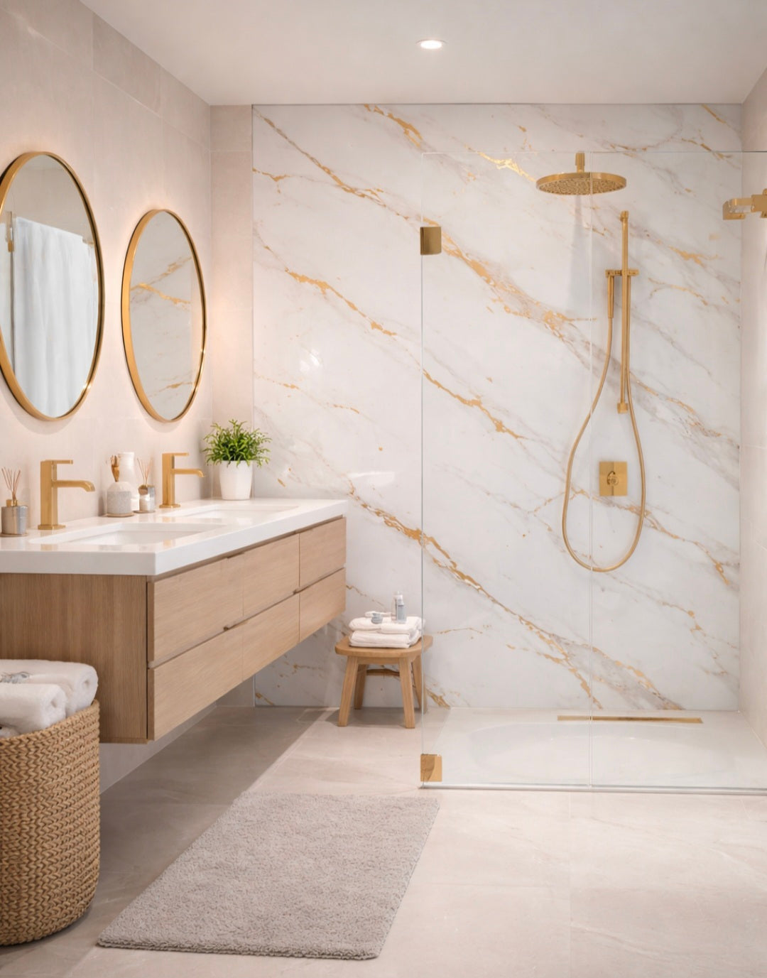 White Gold Grey Vein PVC Wall Panel