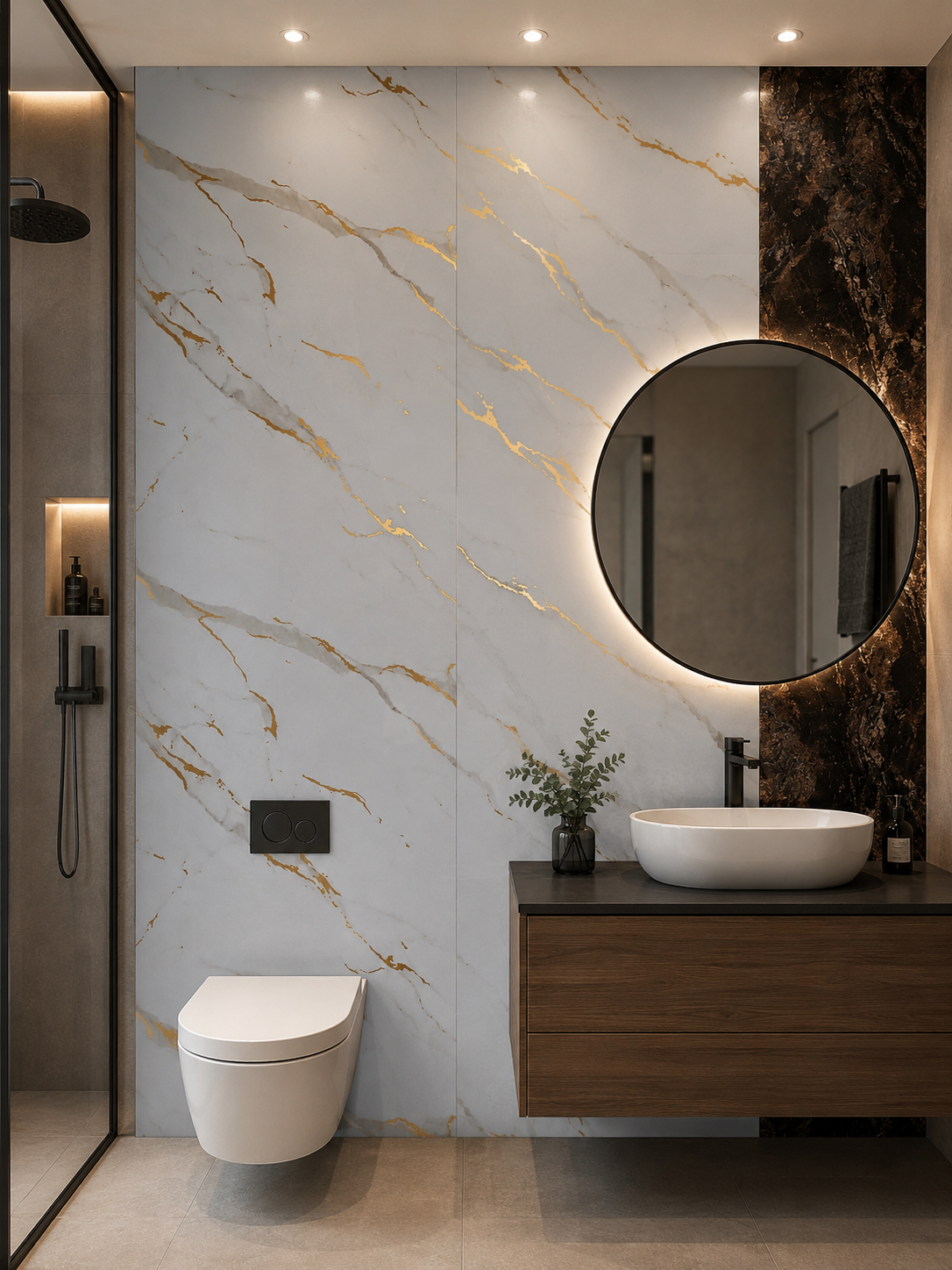 White Gold Grey Vein PVC Wall Panel