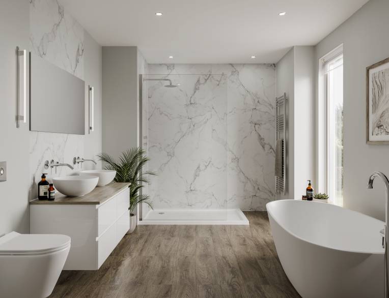 White Marble Decorative PVC Wall Panel 60 x 240cm
