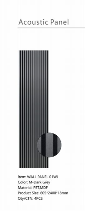 Wall Panel 01WJ - Metallic Dark Grey - Acoustic - 240cm - (1 pack / 4pcs)