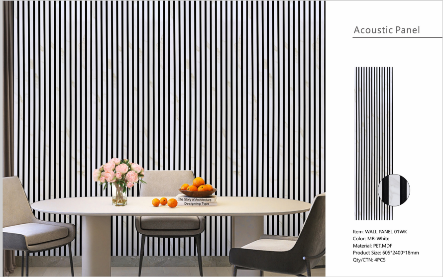 Wall Panel 01WK - White Marble - Acoustic - 240cm - (1 pack / 4pcs)