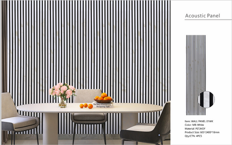 Wall Panel 01WK - White Marble - Acoustic - 240cm - (1 pack / 4pcs)
