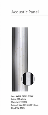 Wall Panel 01WK - White Marble - Acoustic - 240cm - (1 pack / 4pcs)