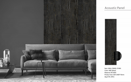 Wall Panel 01WN - Gold and Black Marble - Acoustic - 240cm - (1 pack / 4pcs)