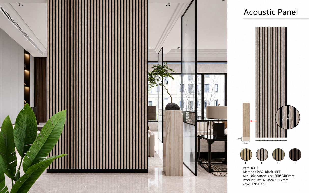 Grey Oak Premium Acoustic Wall Panel 60 x 240cm