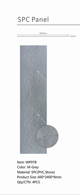 Wall Panel 07B - Grey Marble - Wall Board - 240cm - (1 pack / 4pcs)
