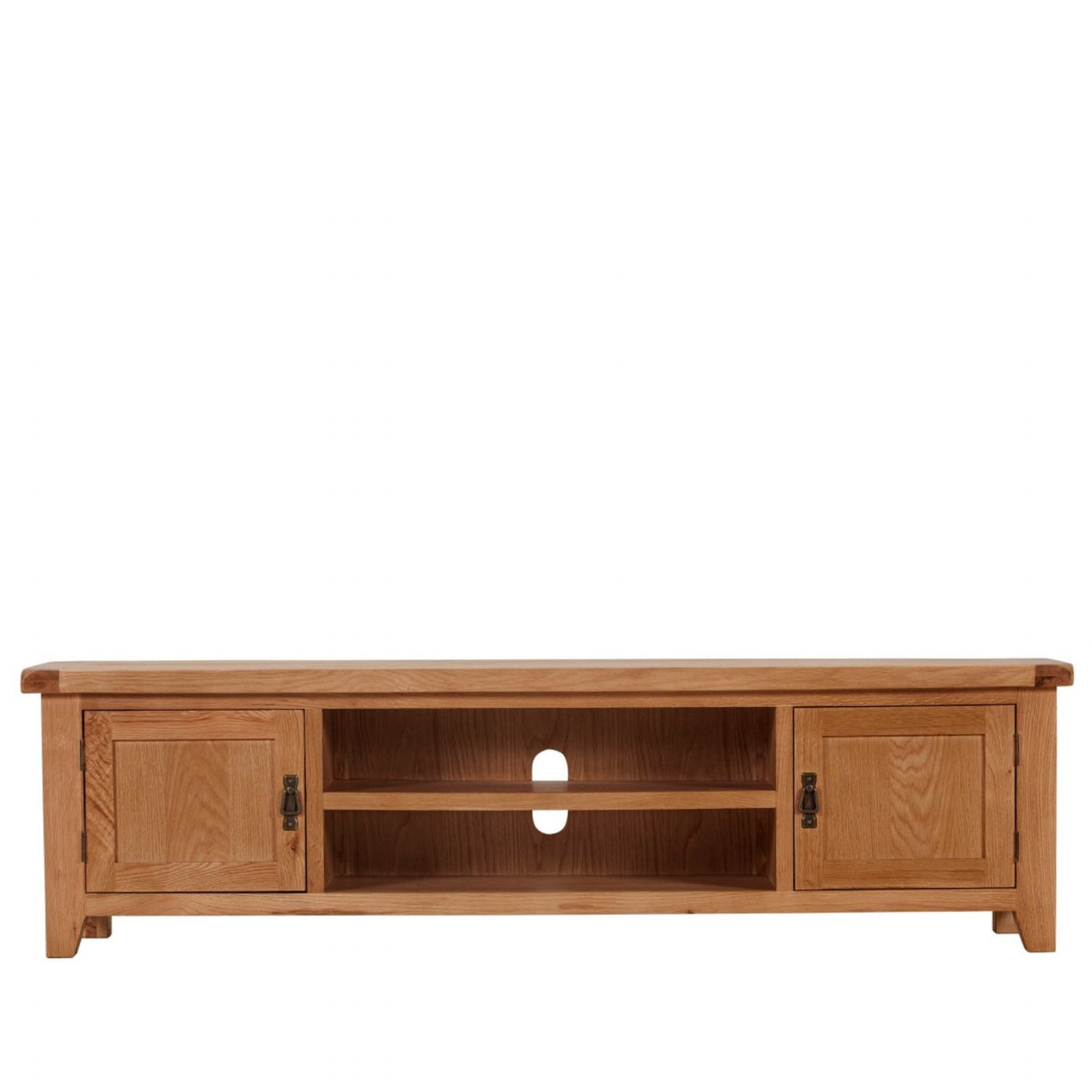 Natural Oak Extra Large 2 Door TV Unit with Open Media Shelves