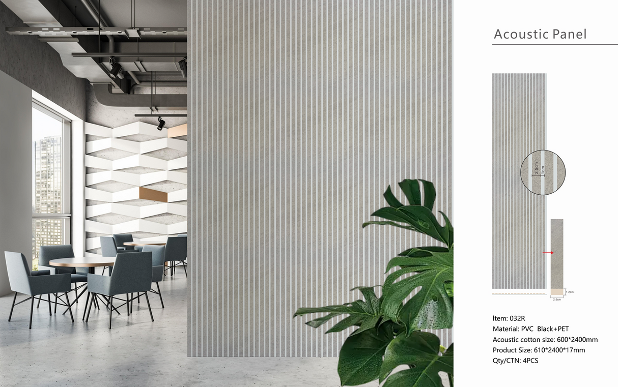 Concrete Premium Acoustic Wall Panel (White Backing) 60 x 240cm