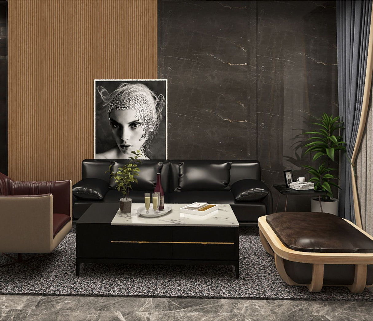 Dark Oak Fluted Tube Wall Panel