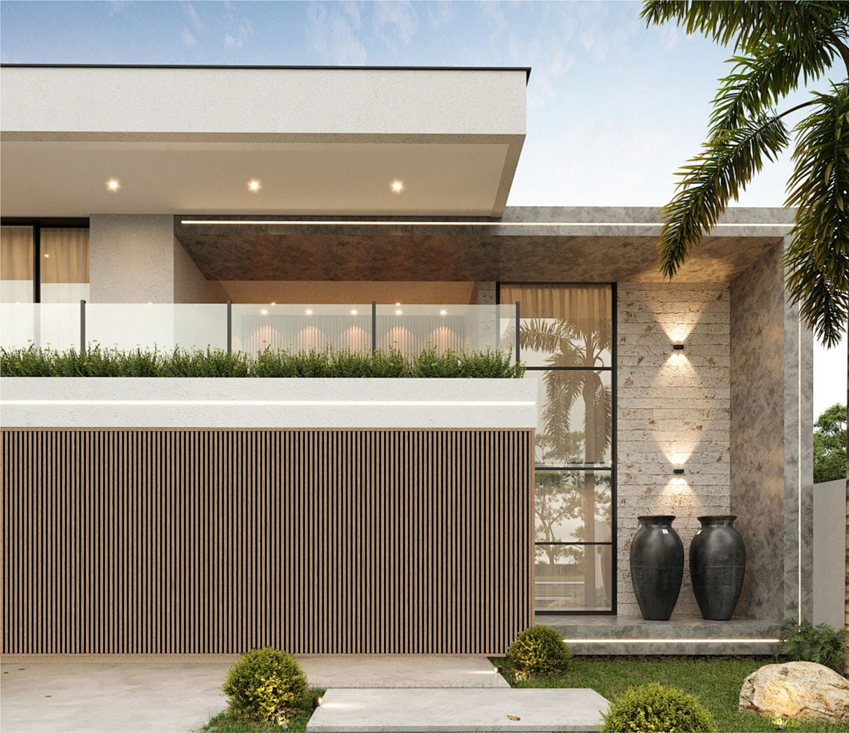 Dark Oak Composite Slat Outdoor Panel 240cm