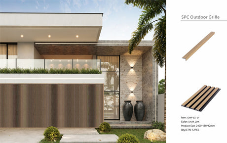 Dark Oak Composite Slat Outdoor Panel 240cm