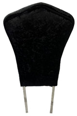 Luxury Black Crushed Velvet Dining Chair with Chrome Metal Legs