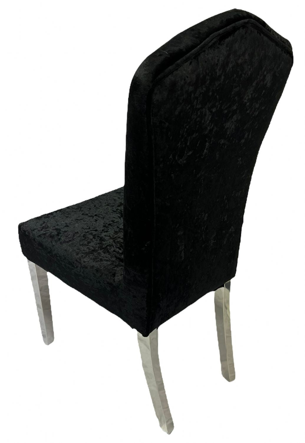 Luxury Black Crushed Velvet Dining Chair with Chrome Metal Legs