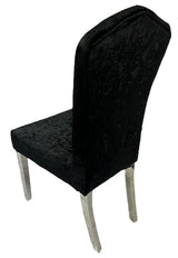 Luxury Black Crushed Velvet Dining Chair with Chrome Metal Legs