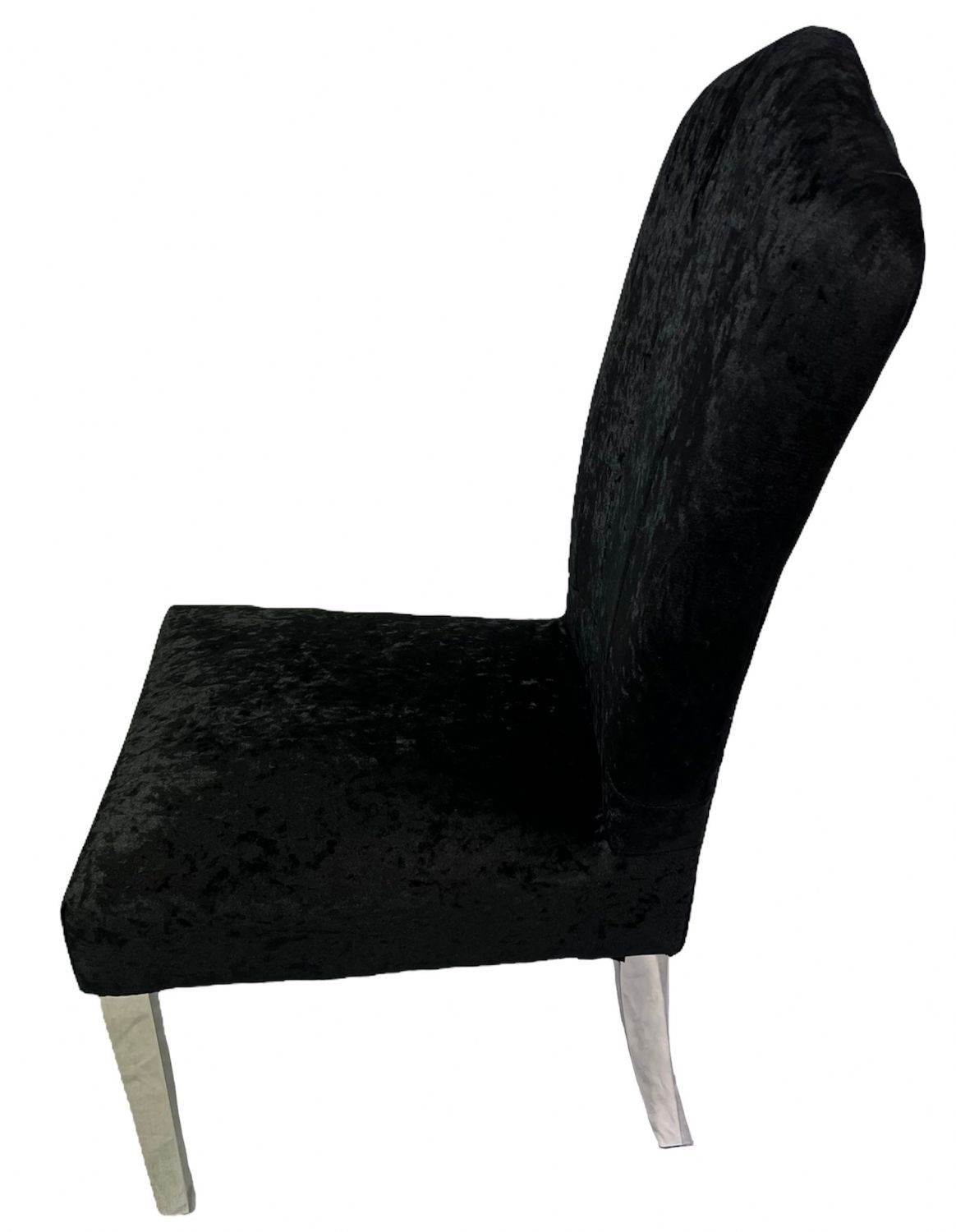 Luxury Black Crushed Velvet Dining Chair with Chrome Metal Legs