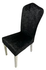 Luxury Black Crushed Velvet Dining Chair with Chrome Metal Legs