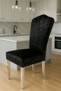 Luxury Black Crushed Velvet Dining Chair with Chrome Metal Legs