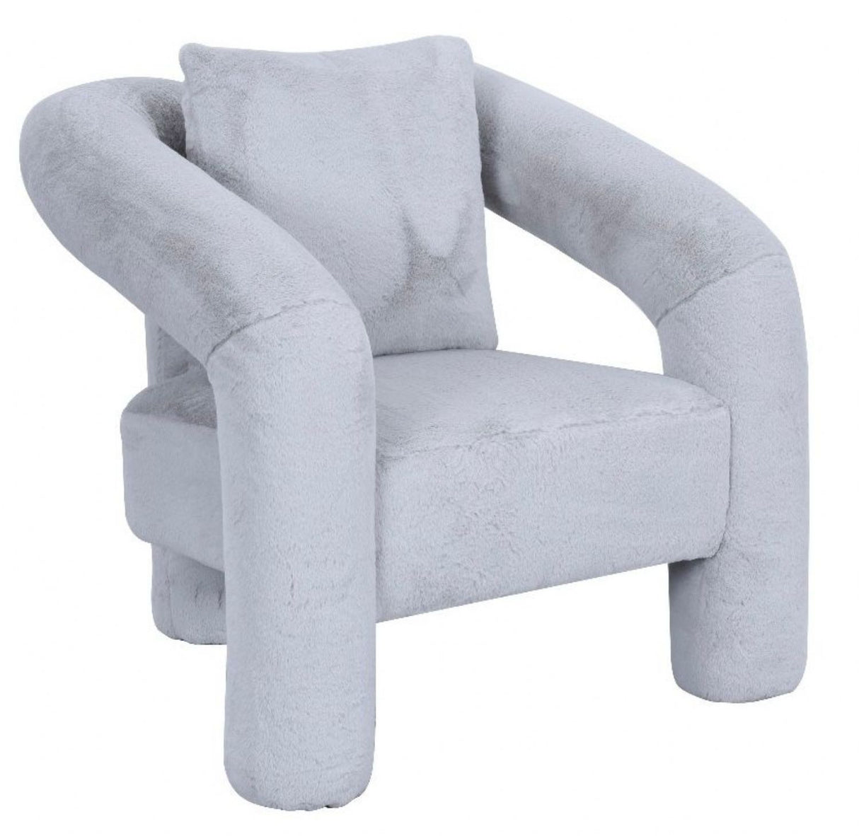 Light Grey Boucle Accent Chair with Curved Arms and Matching Cushion