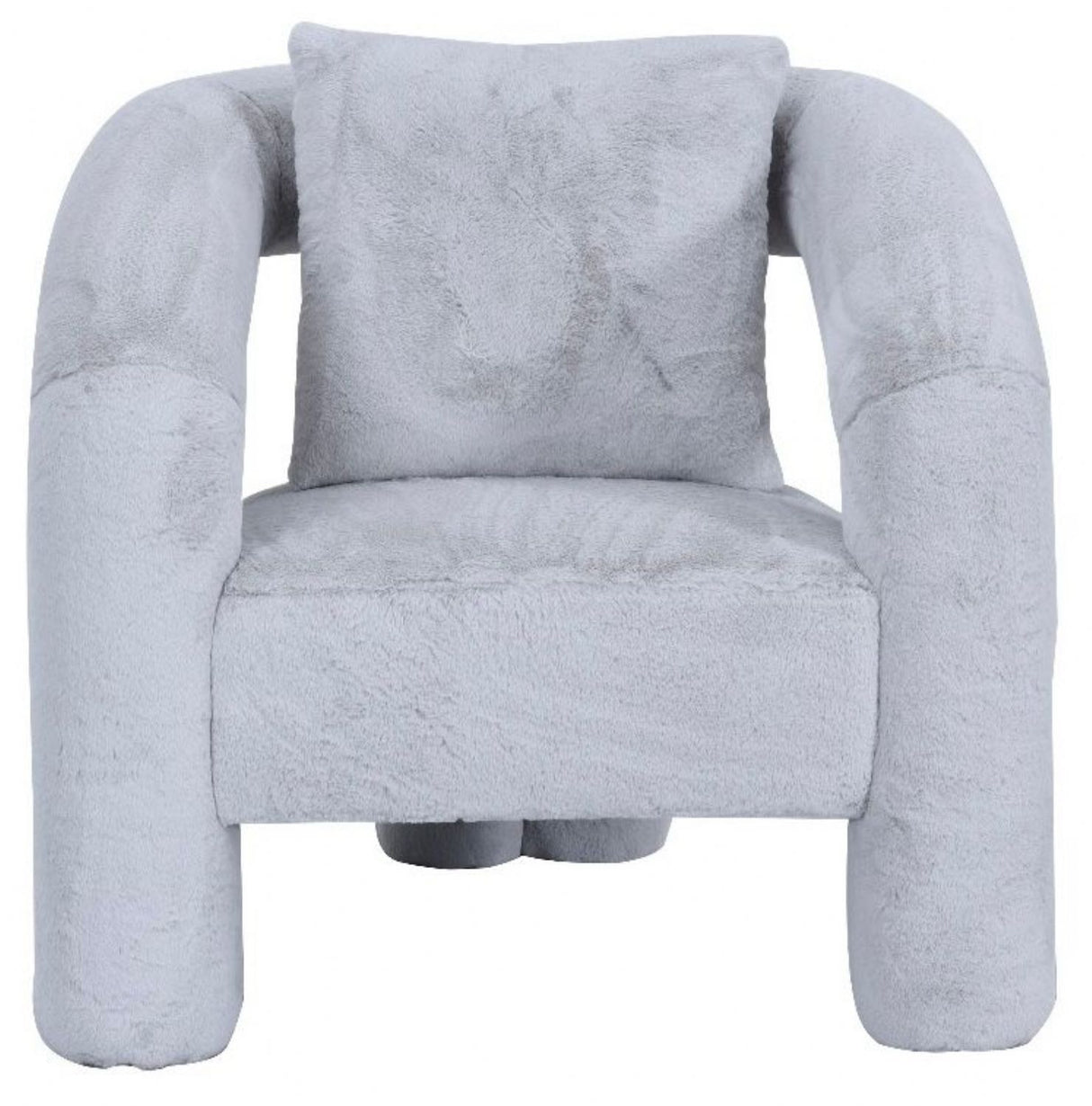 Light Grey Boucle Accent Chair with Curved Arms and Matching Cushion