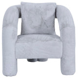 Light Grey Boucle Accent Chair with Curved Arms and Matching Cushion