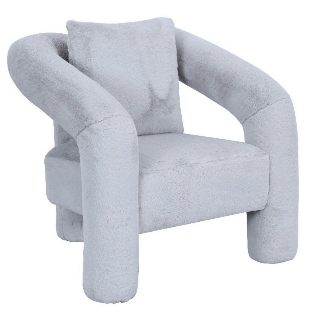 Light Grey Boucle Accent Chair with Curved Arms and Matching Cushion