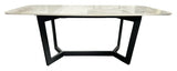 Luxury White Ceramic Coffee Table with Black Metal Geometric Base