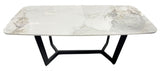 Luxury White Ceramic Coffee Table with Black Metal Geometric Base