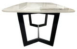 Luxury White Ceramic Coffee Table with Black Metal Geometric Base