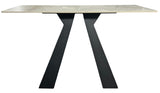 Modern Grey Ceramic Console Table with Black Architectural Pedestal Legs