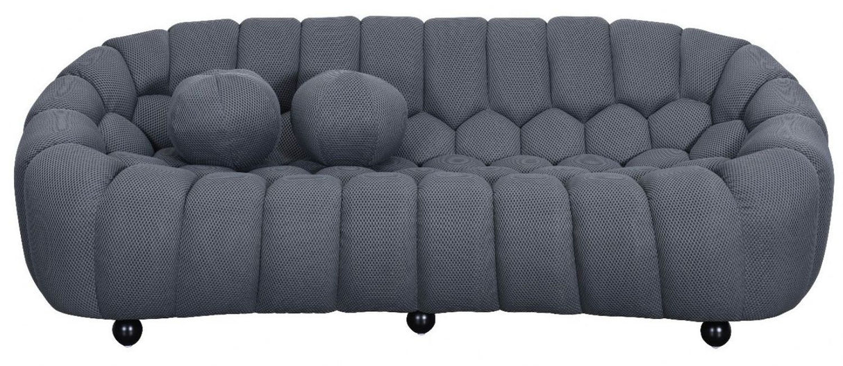 Modern Grey 3 Seater Sofa with 3D Spacer Mesh Upholstery and Curved Design