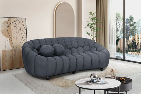 Modern Grey 3 Seater Sofa with 3D Spacer Mesh Upholstery and Curved Design