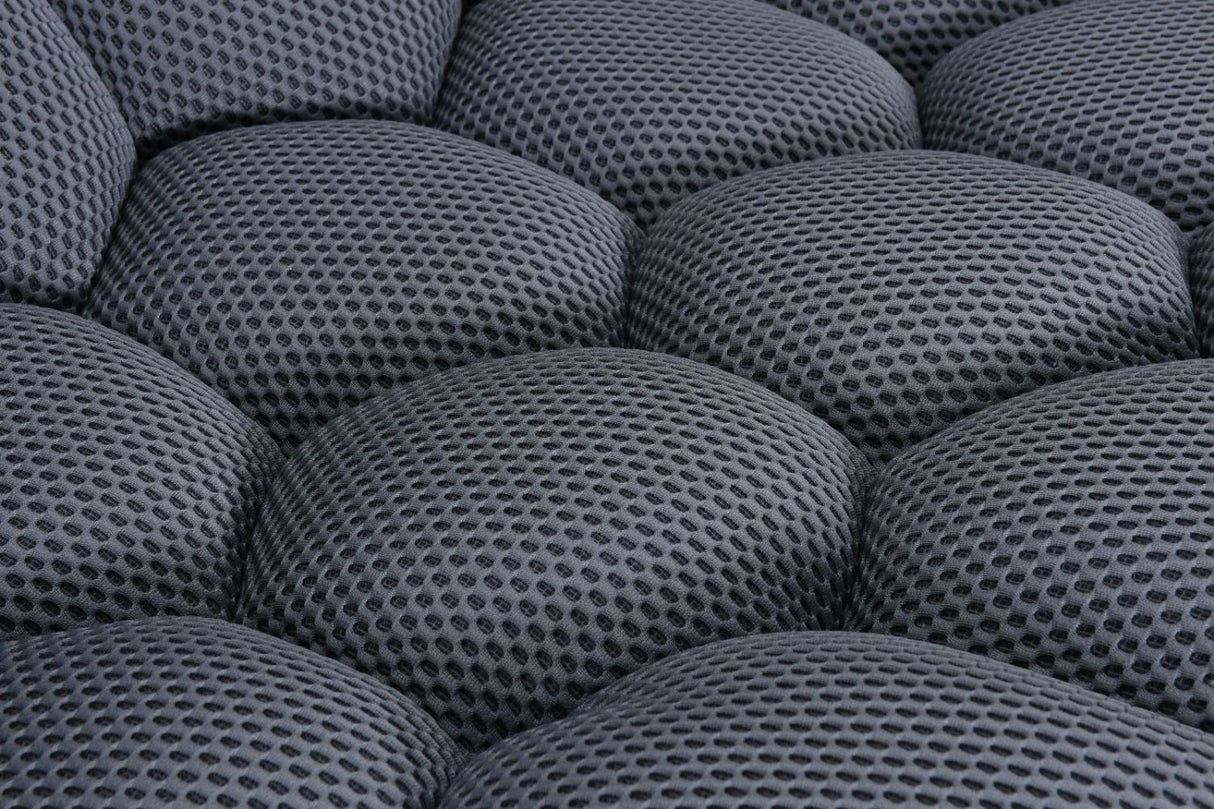 Modern Grey 3 Seater Sofa with 3D Spacer Mesh Upholstery and Curved Design