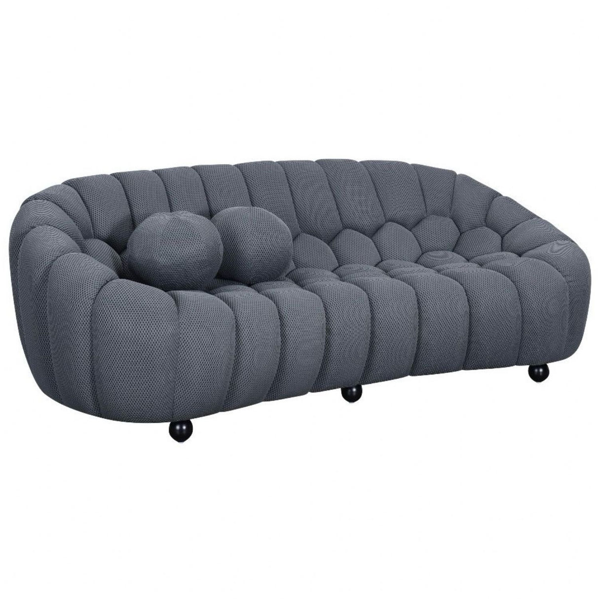 Modern Grey 3 Seater Sofa with 3D Spacer Mesh Upholstery and Curved Design
