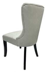 Modern Grey PU Upholstered Dining Chair with Black Wooden Legs