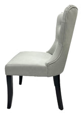 Modern Grey PU Upholstered Dining Chair with Black Wooden Legs