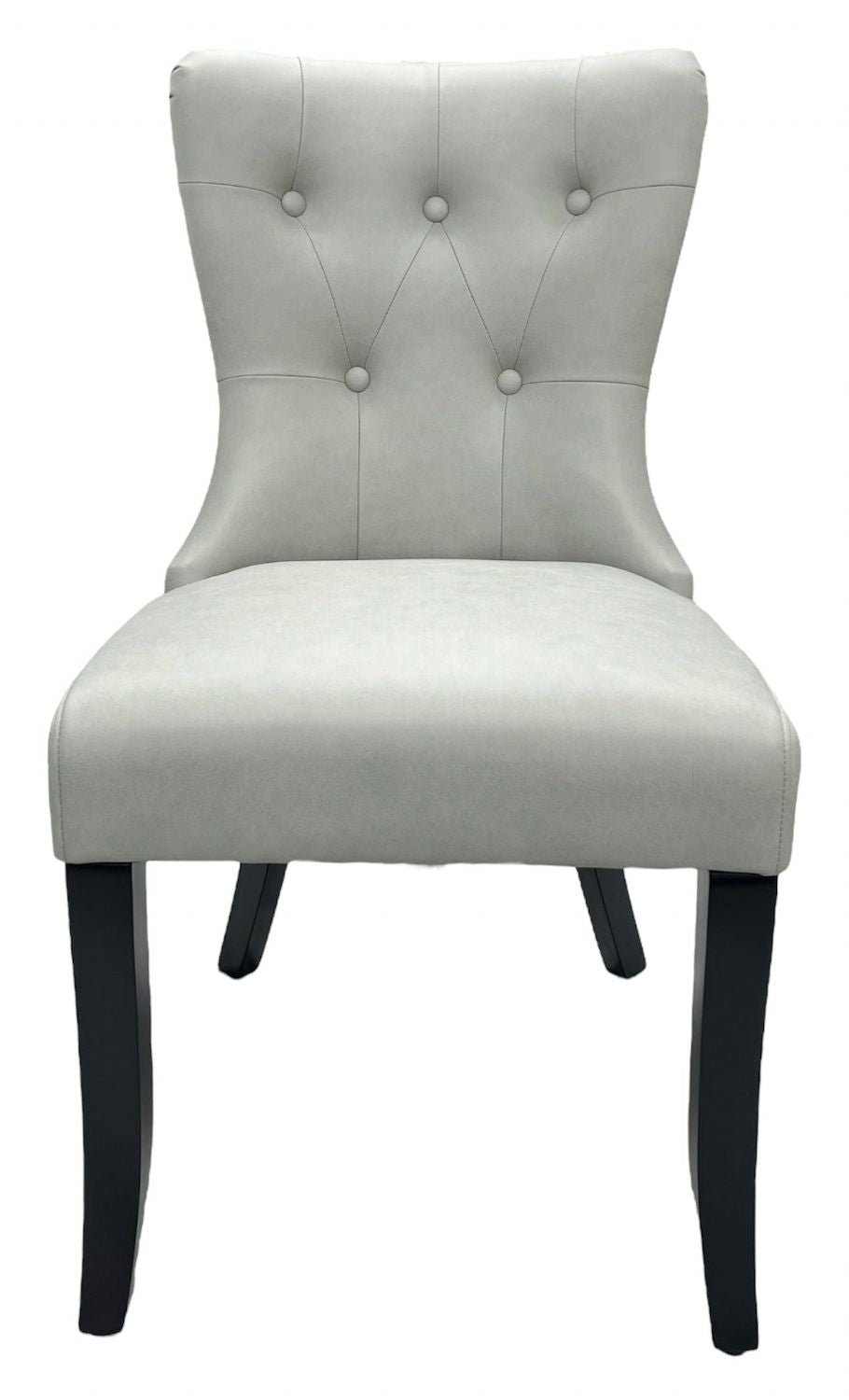 Modern Grey PU Upholstered Dining Chair with Black Wooden Legs