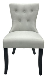 Modern Grey PU Upholstered Dining Chair with Black Wooden Legs