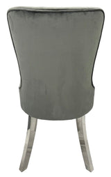 Modern Dark Grey Velvet Dining Chair with Chrome Legs