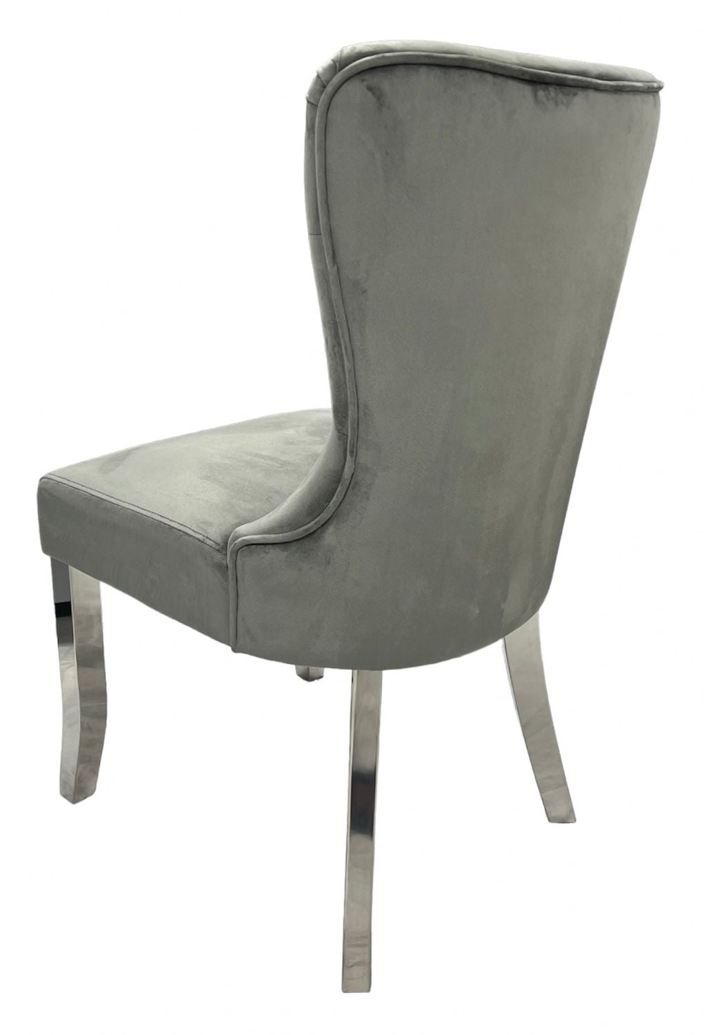 Modern Dark Grey Velvet Dining Chair with Chrome Legs