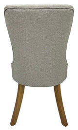Modern Beige Fabric Dining Chair with Oak Legs