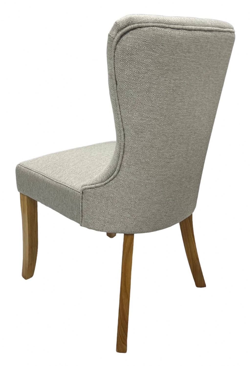 Modern Beige Fabric Dining Chair with Oak Legs