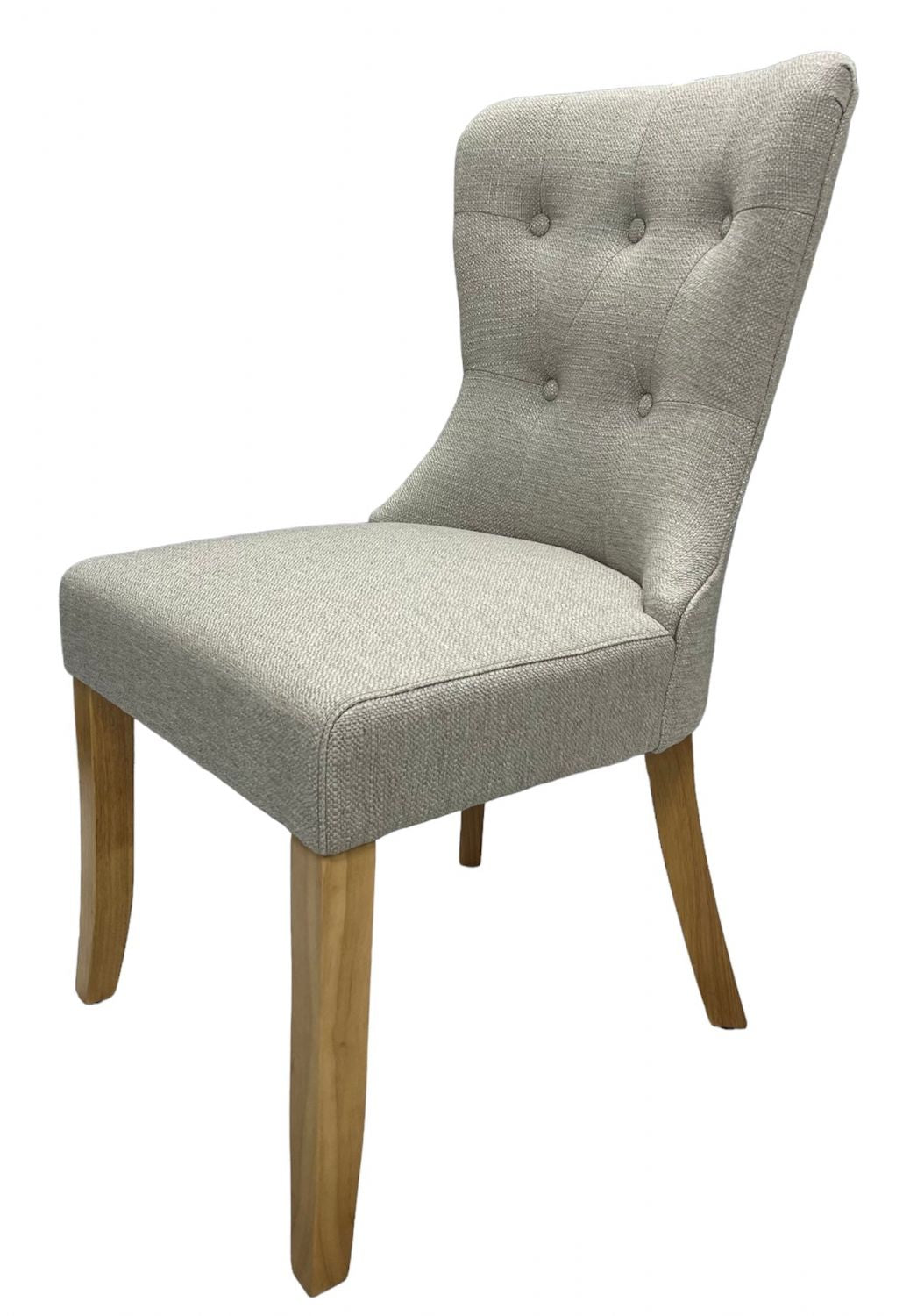 Modern Beige Fabric Dining Chair with Oak Legs