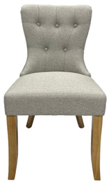 Modern Beige Fabric Dining Chair with Oak Legs