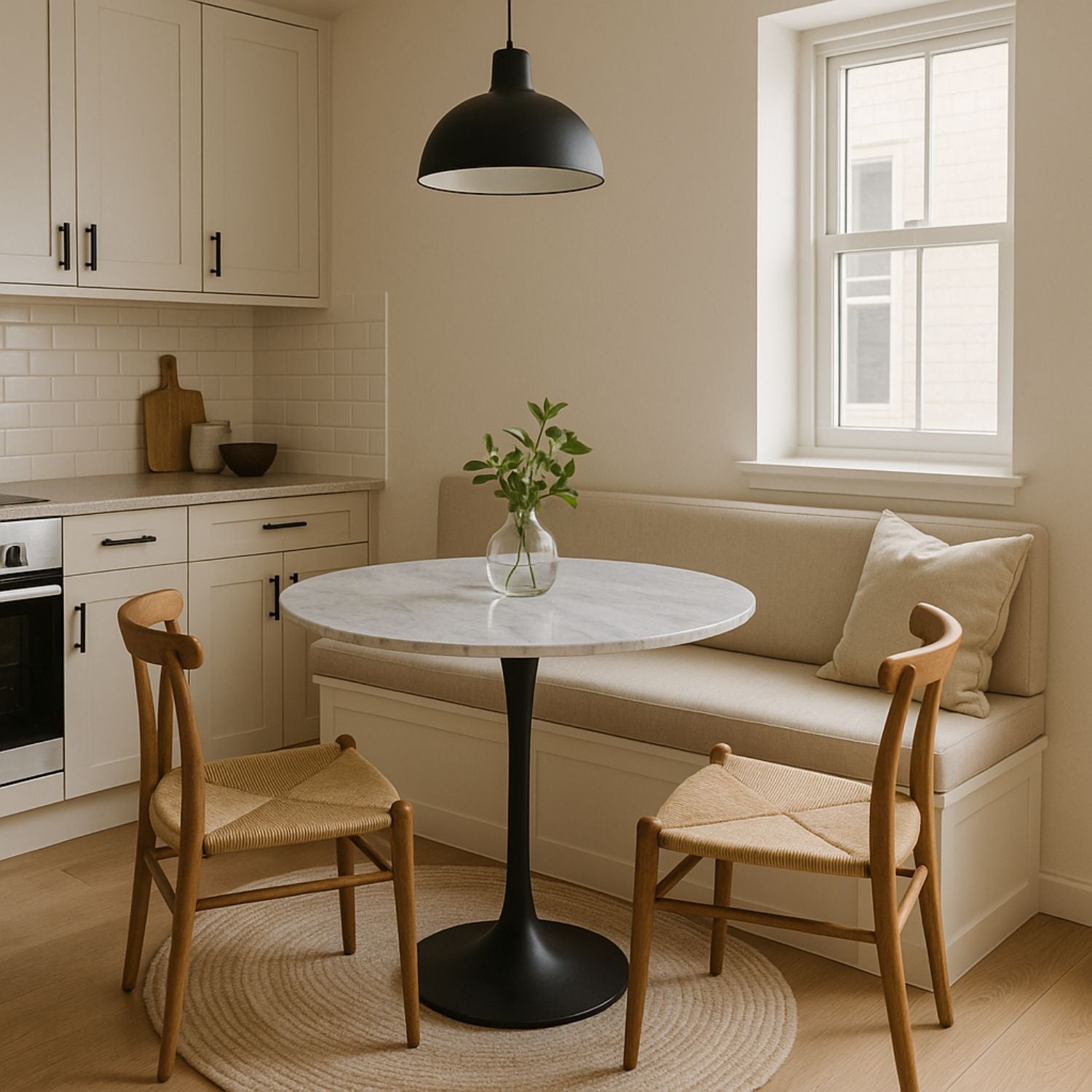 Modern Grey Ceramic 0.9m Round Dining Table with Black Pedestal Base