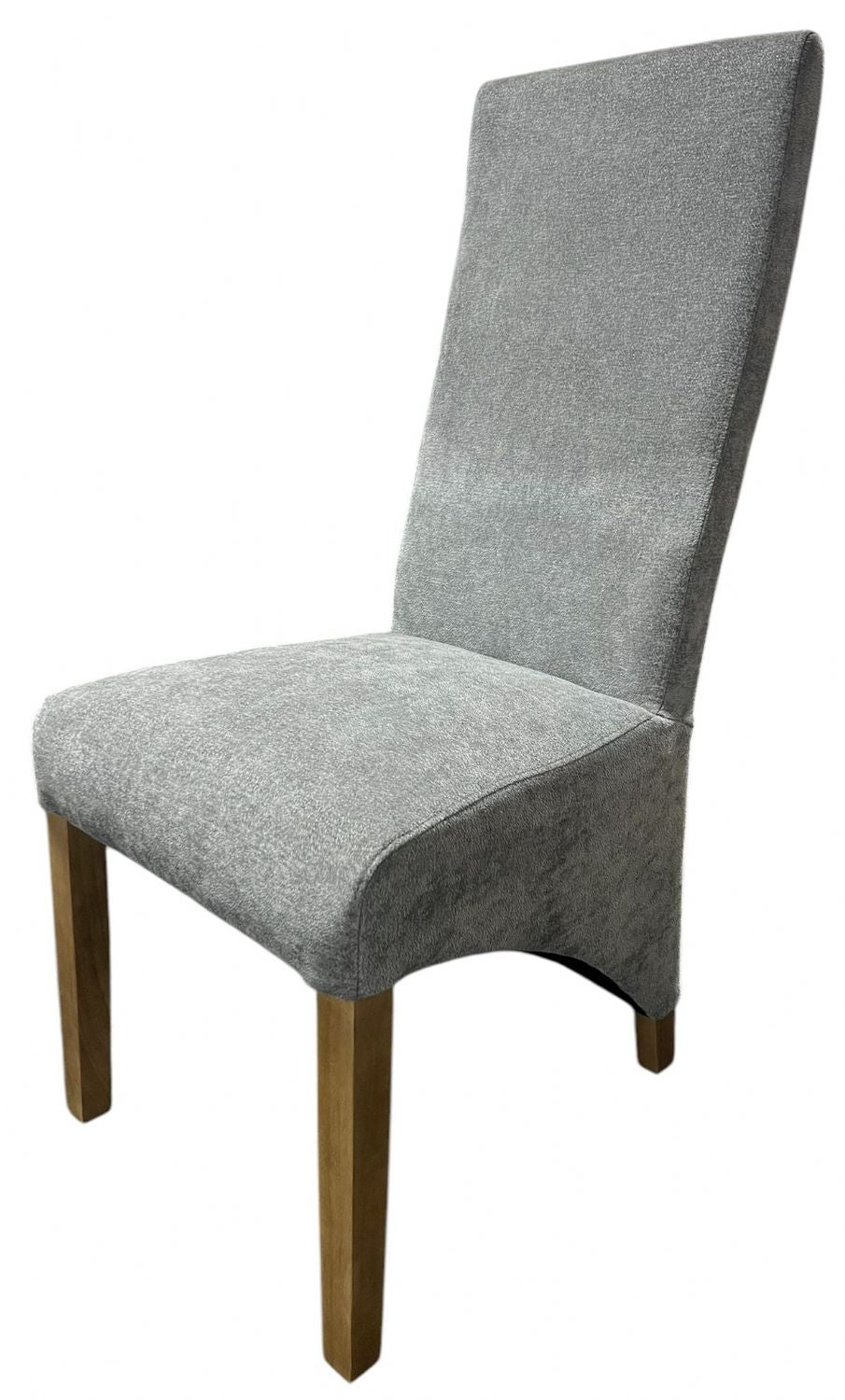 Modern Grey Fabric Upholstered Dining Chair with Oak Legs