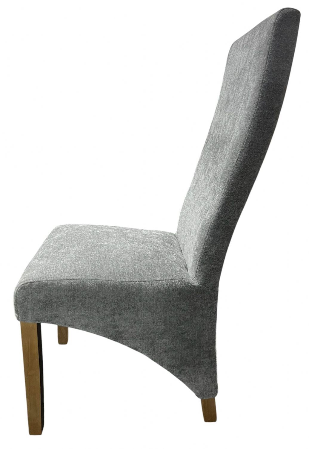 Modern Grey Fabric Upholstered Dining Chair with Oak Legs