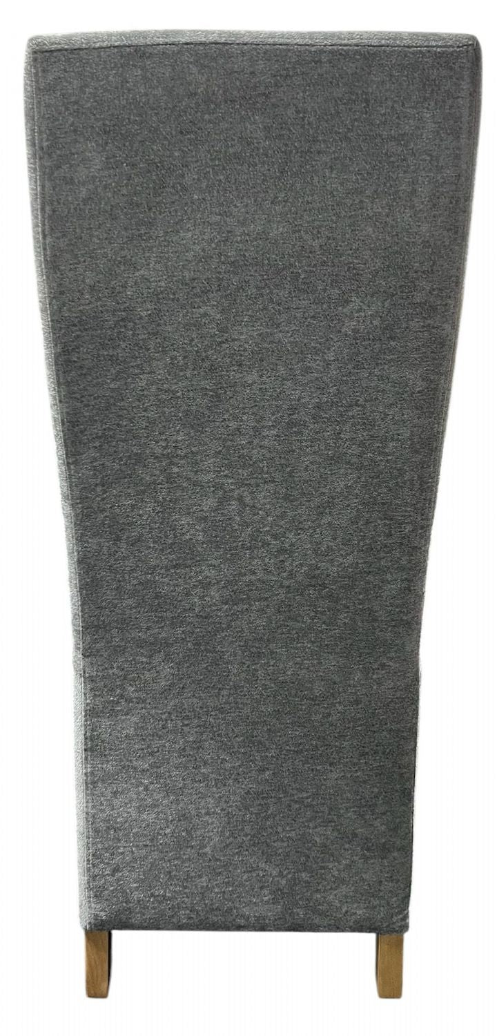 Modern Grey Fabric Upholstered Dining Chair with Oak Legs